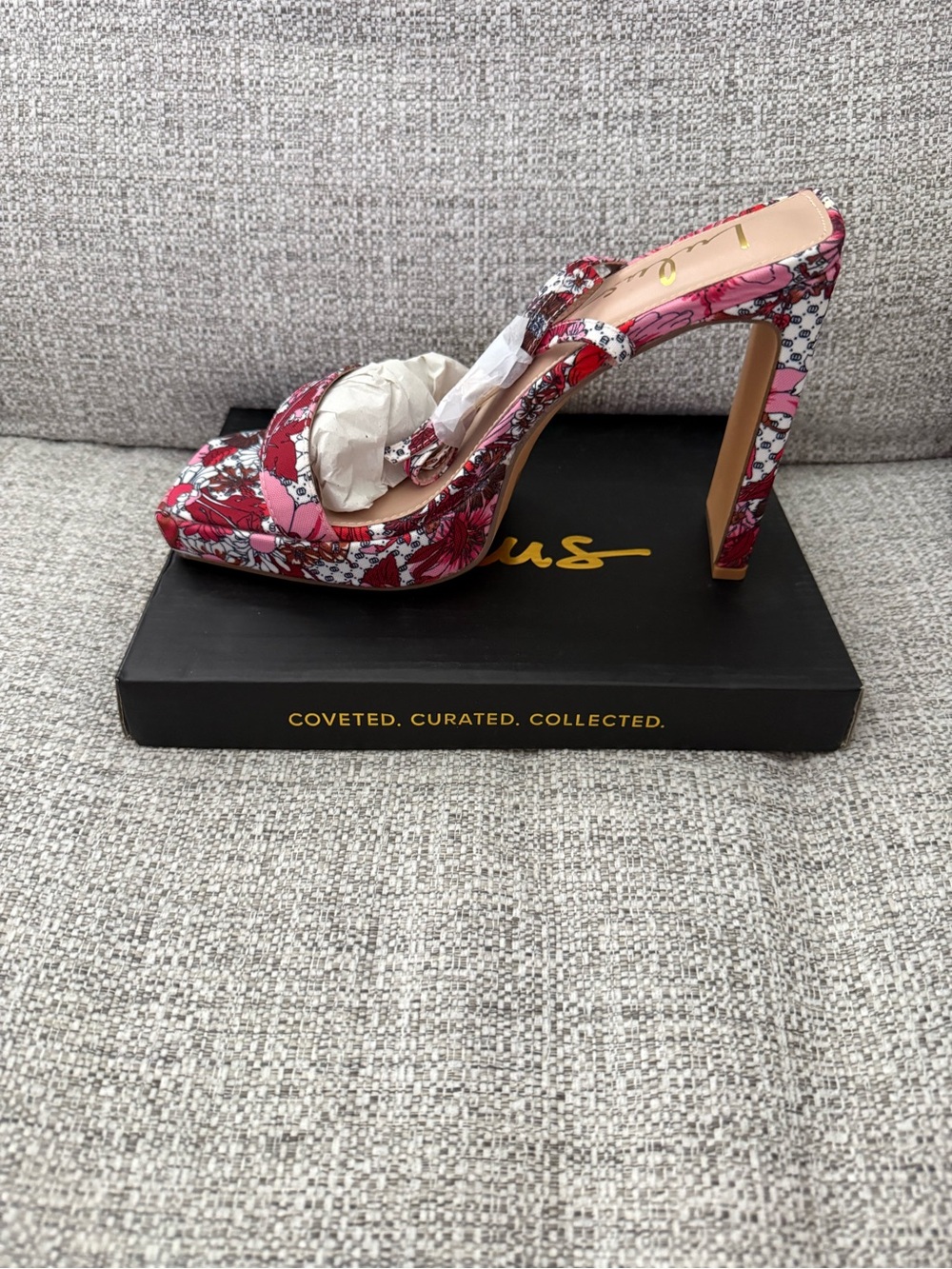 Lulu's Pink Floral Patterned High Heel Mule
